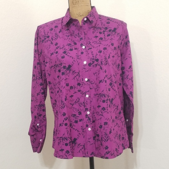Lands' End Tops - ️LANDS' END• purple & black button-down shirt